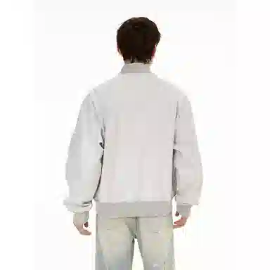 冈哉 美式简约解构装饰外套约棒球领下摆松紧慵懒感个性痞帅日常通勤柔软舒适亲肤飞行夹克  男女同款