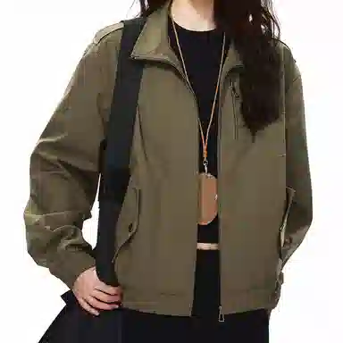 冈哉 立领工装口袋铆钉拼接设计纯色简约基础款美式复古防水上衣宽松百搭潮流夹克外套 男女同款