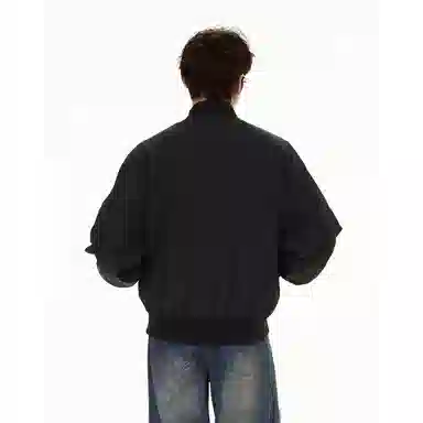 冈哉 美式简约解构装饰外套约棒球领下摆松紧慵懒感个性痞帅日常通勤柔软舒适亲肤飞行夹克  男女同款