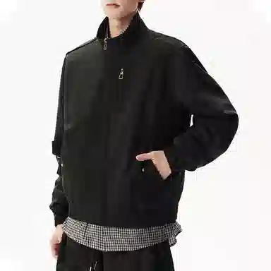 冈哉 立领工装口袋铆钉拼接设计纯色简约基础款美式复古防水上衣宽松百搭潮流夹克外套 男女同款