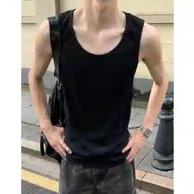 冈哉 美式纯色基础款凉感速干无袖运动健身汗衫坎肩背心 男女同款
