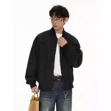 冈哉 美式简约解构装饰外套约棒球领下摆松紧慵懒感个性痞帅日常通勤柔软舒适亲肤飞行夹克  男女同款