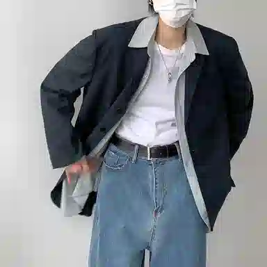 冈哉 复古日系小格子中性款休闲外套垂感多粒单排扣百搭个性潮搭潮流潮牌时尚慵懒感日常通勤柔软舒适亲肤便服单西西装 男女同款