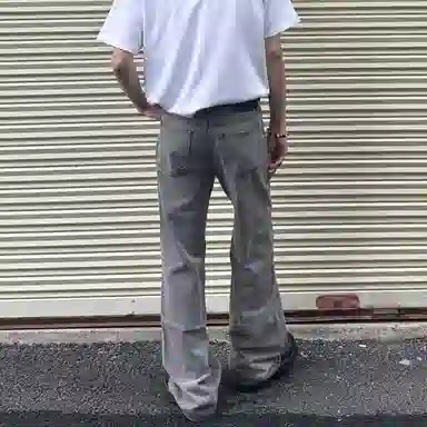 冈哉 美式复古个性潮流潮牌重工水洗标中腰纽扣宽松高街潮搭休闲日常百搭直筒裤牛仔裤 男女同款