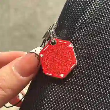 弗洛康 创意红色幸运符钥匙扣 谷圈挂件