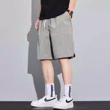 尘映 薄款美式高街潮牌宽松直筒运动五分裤夏季休闲短裤 男款