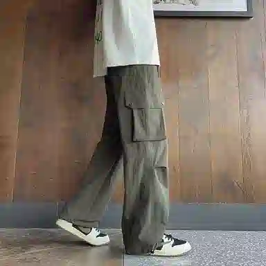 尘映 美式潮牌宽松潮流帅气纯色百搭舒适休闲裤 男女同款