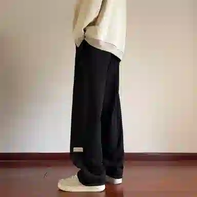 尘映 美式高街痞帅早秋常规加绒款菠萝格校园穿搭直筒阔腿裤男宽松拖地裤无性别亲肤学院百搭通勤运动裤子休闲裤 男女同款