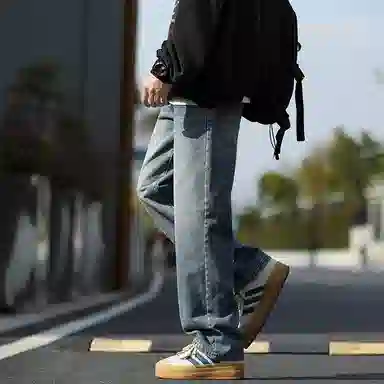 尘映 美式潮流高街户外宽松简约百搭直筒裤牛仔裤 男款