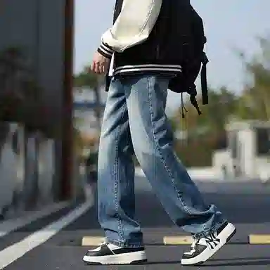 尘映 美式潮流高街户外宽松简约百搭直筒裤牛仔裤 男款