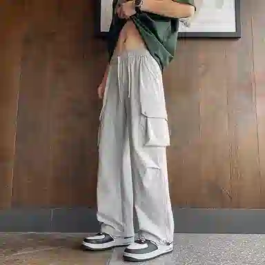 尘映 美式潮牌宽松潮流帅气纯色百搭舒适休闲裤 男女同款