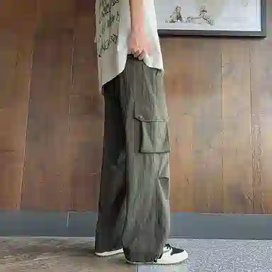 尘映 美式潮牌宽松潮流帅气纯色百搭舒适休闲裤 男女同款
