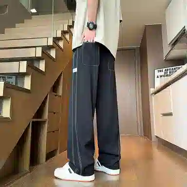 尘映 美式潮牌高级感宽松简约百搭直筒休闲裤 男女同款