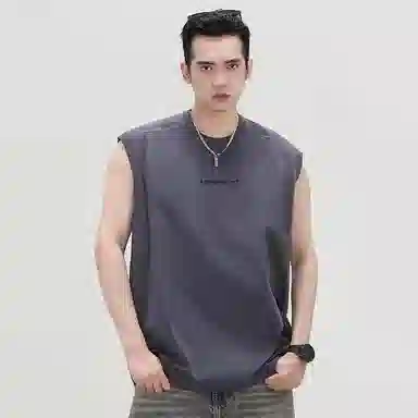 尘映 冰丝速干美式坎肩无痕健身运动上衣背心 男款