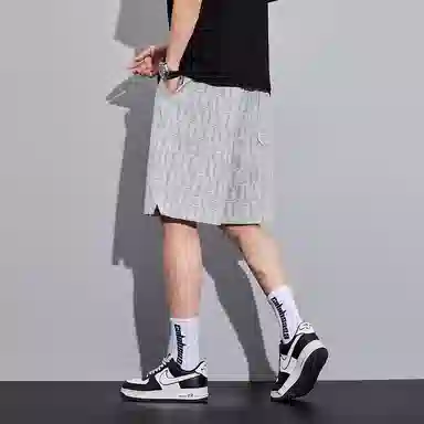 尘映 薄款美式高街潮牌宽松直筒运动五分裤夏季休闲短裤 男款