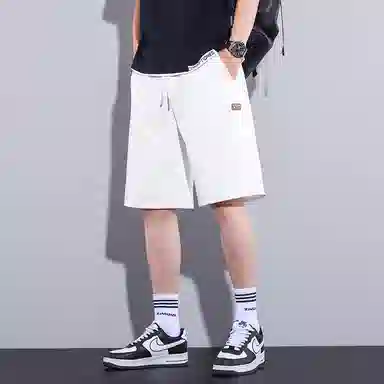 尘映 美式高街潮牌夏季薄款潮牌宽松直筒百搭五分裤运动休闲短裤 男款
