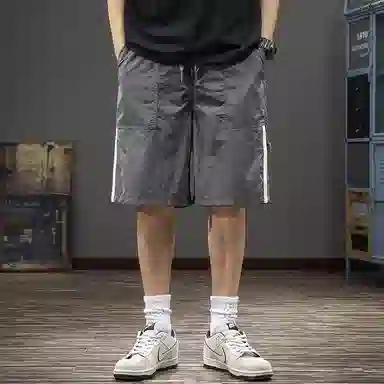 尘映 夏季薄款冰丝凉感速干宽松直筒工装裤五分中裤休闲短裤 男款