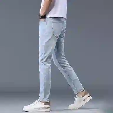 尘映 美式高端水洗薄款直筒修身潮流休闲裤子牛仔裤 男款