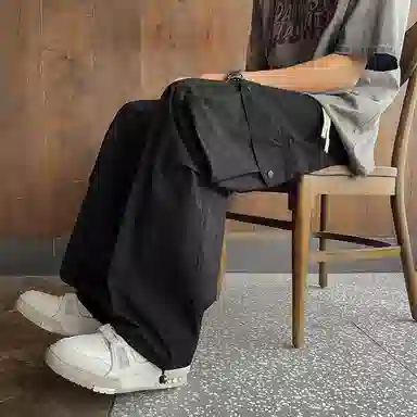 尘映 美式潮牌宽松潮流帅气纯色百搭舒适休闲裤 男女同款