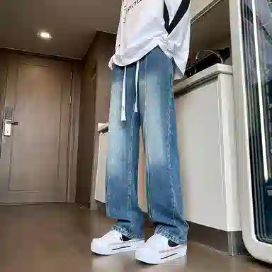 尘映 美式潮流高街户外宽松直筒简约百搭牛仔裤 男款
