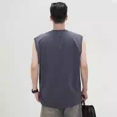 尘映 冰丝速干美式坎肩无痕健身运动上衣背心 男款