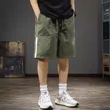 尘映 夏季薄款冰丝凉感速干宽松直筒工装裤五分中裤休闲短裤 男款