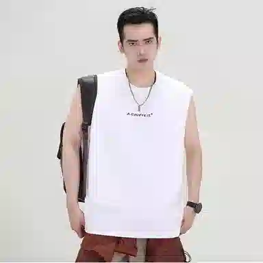 尘映 冰丝速干美式坎肩无痕健身运动上衣背心 男款