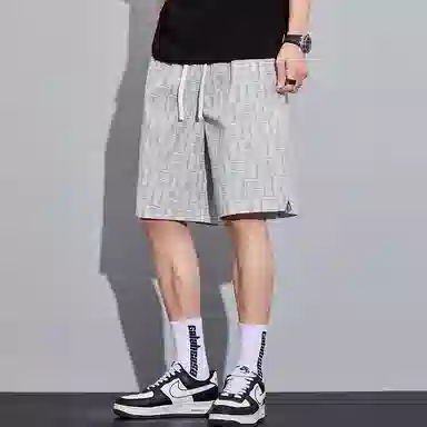 尘映 薄款美式高街潮牌宽松直筒运动五分裤夏季休闲短裤 男款