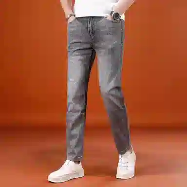 尘映 美式潮牌宽松直筒薄款时尚简约百搭牛仔裤 男款