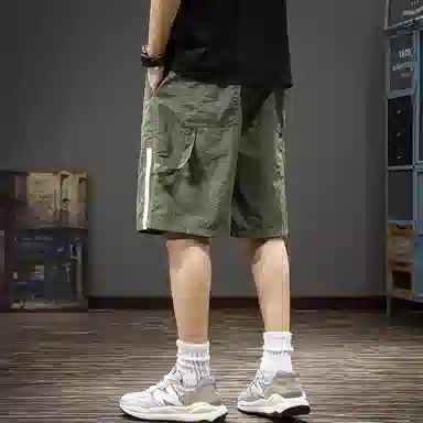 尘映 夏季薄款冰丝凉感速干宽松直筒工装裤五分中裤休闲短裤 男款