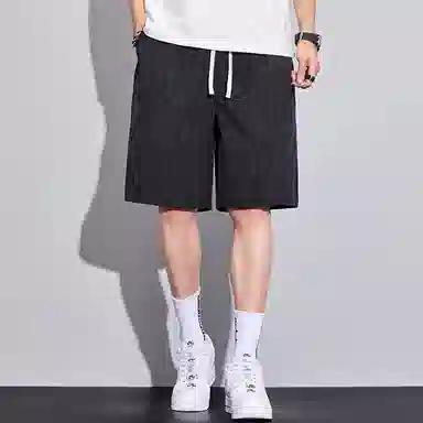 尘映 薄款美式高街潮牌宽松直筒运动五分裤夏季休闲短裤 男款