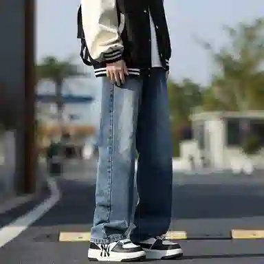 尘映 美式潮流高街户外宽松简约百搭直筒裤牛仔裤 男款