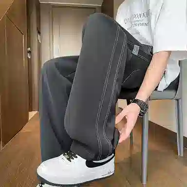 尘映 美式潮牌高级感宽松简约百搭直筒休闲裤 男女同款