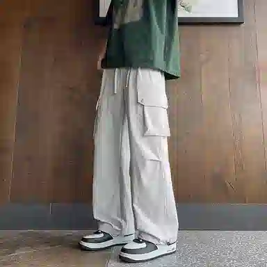 尘映 美式潮牌宽松潮流帅气纯色百搭舒适休闲裤 男女同款