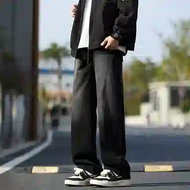 尘映 美式潮流高街户外宽松简约百搭直筒裤牛仔裤 男款