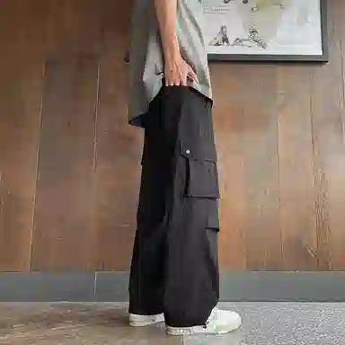 尘映 美式潮牌宽松潮流帅气纯色百搭舒适休闲裤 男女同款