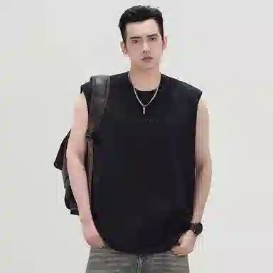 尘映 冰丝速干美式坎肩无痕健身运动上衣背心 男款