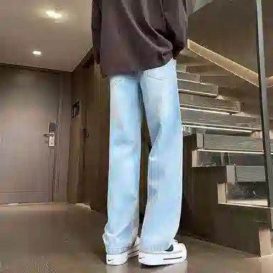 尘映 美式潮流高街户外宽松直筒简约百搭牛仔裤 男款