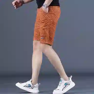 尘映 美式潮牌高端时尚花色修身直筒五分裤潮中裤休闲短裤 男女同款