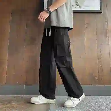 尘映 美式潮牌宽松潮流帅气纯色百搭舒适休闲裤 男女同款