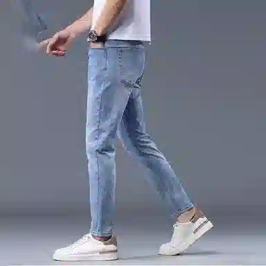 尘映 美式高端水洗薄款直筒修身潮流休闲裤子牛仔裤 男款