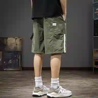尘映 夏季薄款冰丝凉感速干宽松直筒工装裤五分中裤休闲短裤 男款