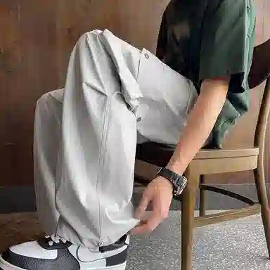 尘映 美式潮牌宽松潮流帅气纯色百搭舒适休闲裤 男女同款