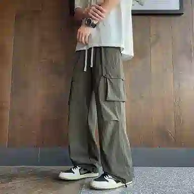 尘映 美式潮牌宽松潮流帅气纯色百搭舒适休闲裤 男女同款
