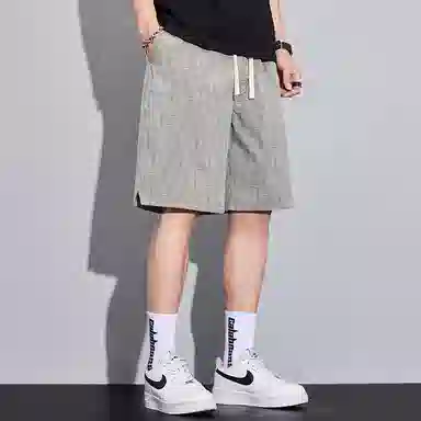 尘映 薄款美式高街潮牌宽松直筒运动五分裤夏季休闲短裤 男款