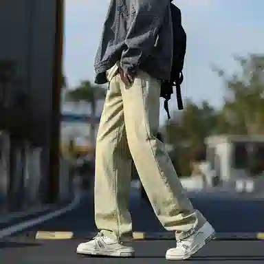 尘映 美式潮流高街户外宽松简约百搭直筒裤牛仔裤 男款