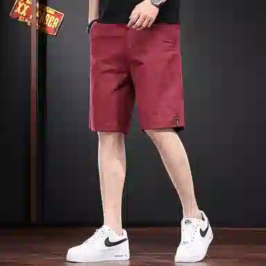 尘映 纯色高端韩版薄款潮牌中裤系带五分裤休闲短裤 男款