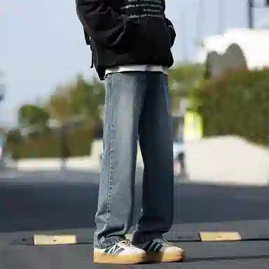尘映 美式潮流高街户外宽松简约百搭直筒裤牛仔裤 男款