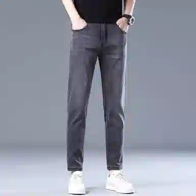 炳盛 薄款九分修身小脚韩版百搭弹力牛仔裤 男女同款