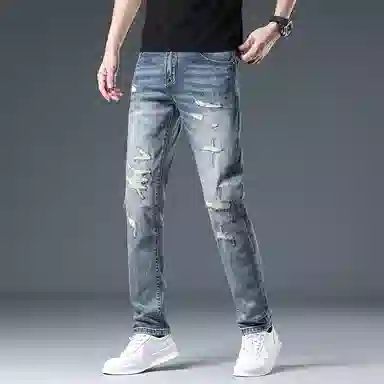 Bingsheng Slim Fit Distressed Jeans 2025 Autumn